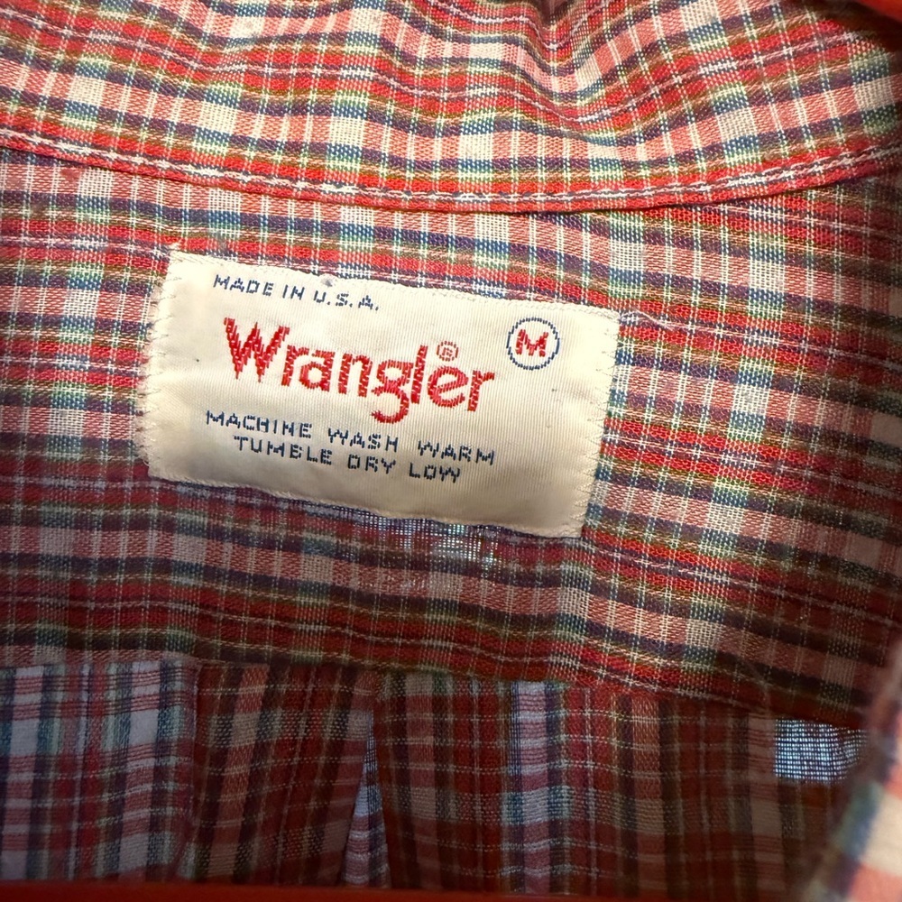 Vintage 70s/80s Wrangler Plaid Button-Down – Made in USA - Picture 5 of 8